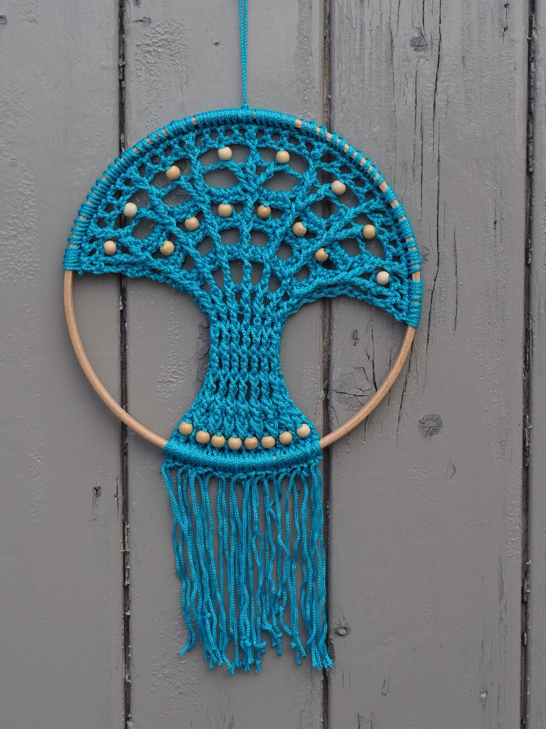 Tree of Life Wall Hanging, dreamcatcher blue. Blue wall decoration, yoga decoration, boho wall hanging, meditation, mindfulness decoration image 1