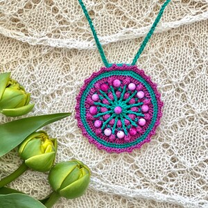 MOTIF de collier au crochet, motif au crochet de collier mandala bohème image 2