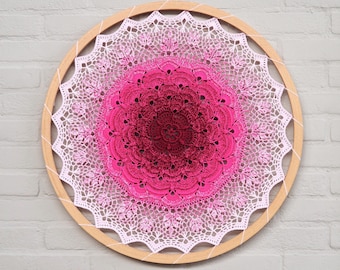 Patroon gehaakt mandala: RANONKEL-fototutorial (pdf-download), woondecoratie gehaakt kleedje