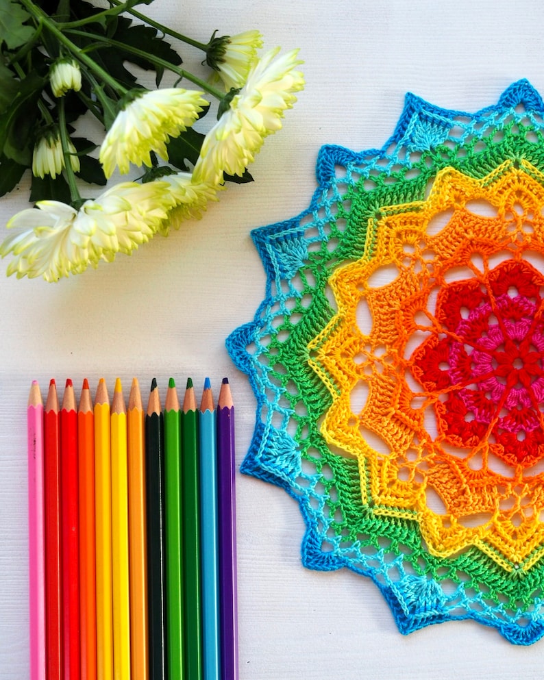 Mandala Crochet PATTERN, CHAKRA Mandala 40 cm in cotton THREAD image 6