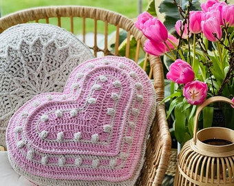 Pillow Crochet Pattern I LILKA Heart Pillow Tutorial I Crochet Cushion Pattern I Crochet Valentine Pillow Pattern