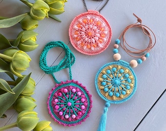 Necklace Crochet PATTERN, Boho Mandala Necklace Crochet Pattern