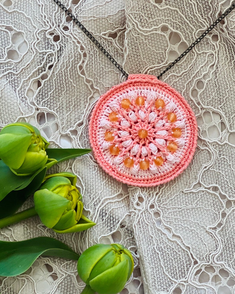 MOTIF de collier au crochet, motif au crochet de collier mandala bohème image 6