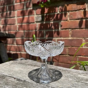 American Brilliant Cut Glass Small Compote Bowl – Intricately Hand Cut