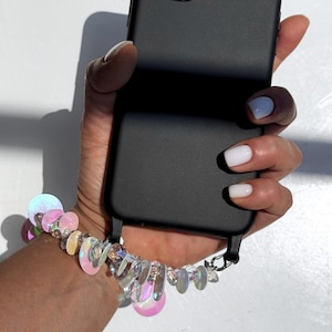 Swarovski Crystal Phone Strap: Iridescent Beaded Wristlet Chain