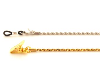 Minimalist Glasses Chain | Silver or Gold Twisted Sunglasses Strap | Unisex Necklace