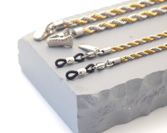 Two-Tone Eyewear Chain | Gold and Silver Eyeglass Strap and AirPods Holder | Unisex Accessory