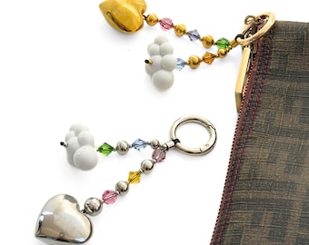 Porte-clés cristaux Swarovski colorés - Accessoire amusant à breloques coeur et nuage, décoration de sac