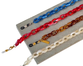 Cadena pequeña de acrílico para gafas – Correa y collar para gafas de sol con eslabones ovalados