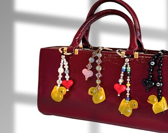 Cute Duck Beaded Bag Charms, Colorful Keychains or Purse Decor, Custom Pendant Accessory, Y2K Aesthetic Fashion, Handmade Gift