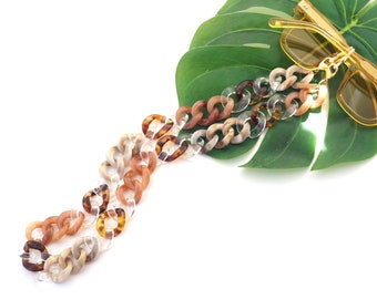 Neutral Glasses Chain – Tortoiseshell Acrylic Sunglasses Holder Necklace