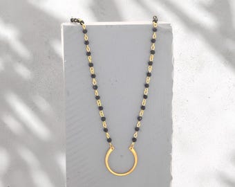 Black Crystal Eyeglass Chain | Rosary Style Glasses Lanyard | Silver or Gold Sunglasses Necklace