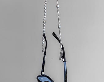 Gray Pearl Eyeglass Chain - Silver Freshwater Pearl Glasses Necklace, Convertible Design