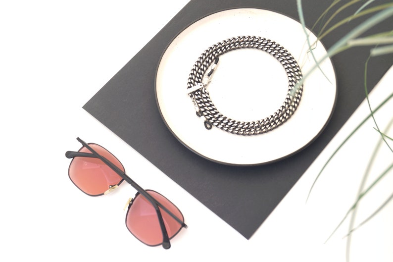 Chunky Men's Eyeglass Holder in Gunmetal Flat Curb Chain Etsy