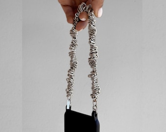 Chunky chaîne pour téléphone - Bracelet à breloques en acier inoxydable argenté