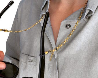 Gold Eyewear Chain | 18k Plated Geometric Necklace | Glasses Accessory