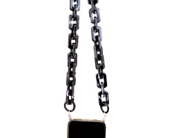 Chunky Crossbody Phone Chain Strap - Acrylic Square Chain Smartphone Necklace - Tech Accessories