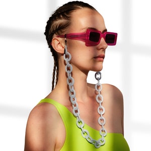 Pastel Chunky Glasses Chain, Convertible Sunglass Strap and Long Necklace | Eyewear Accessories