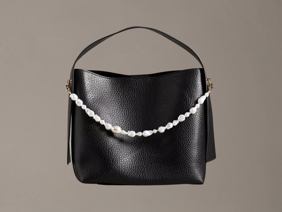 Chunky Pearl Bag Charm, Luxury Handbag Accessory, Freshwater Beaded Purse Pendant