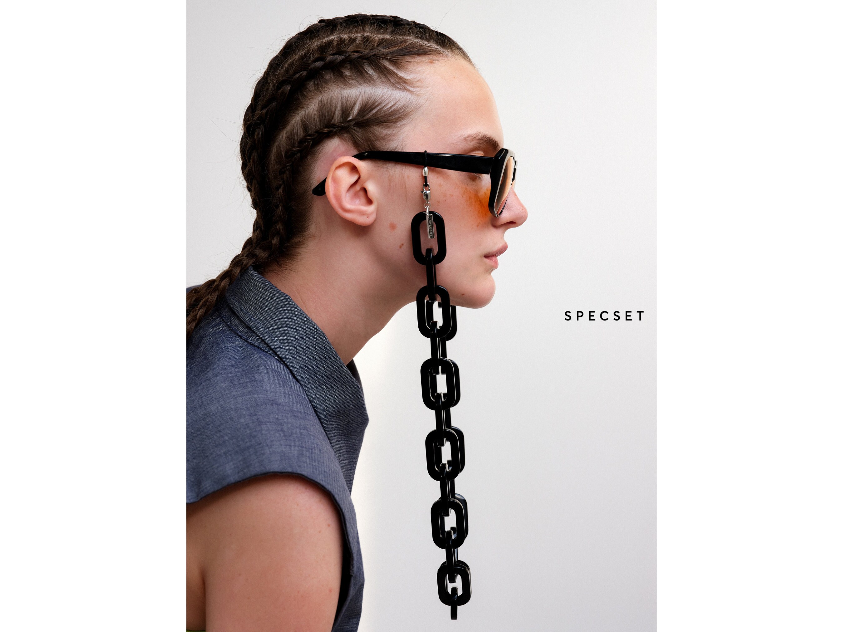 Chunky Black Sunglasses Chain Acetate 