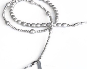 Grey Pearl Glasses Chain | Freshwater Pearl Eyewear Strap | Sunglasses Holder