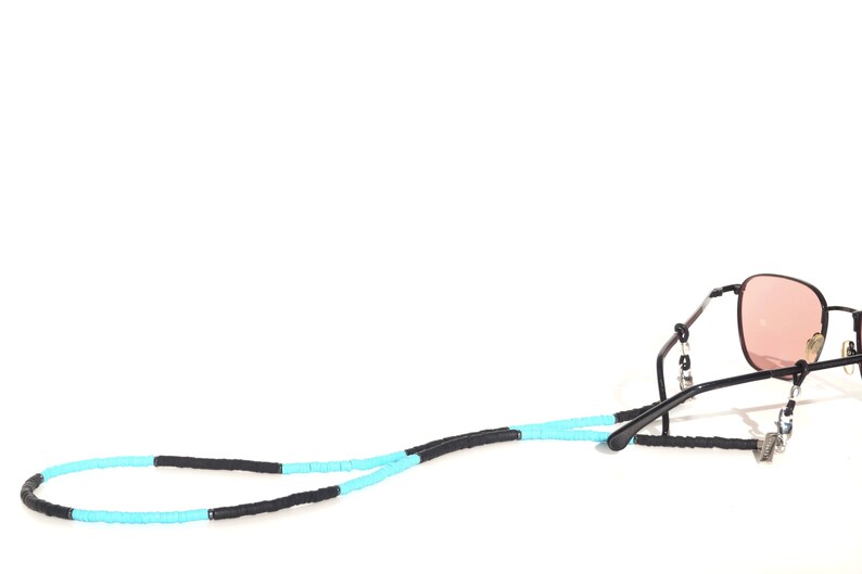 Men's Eyeglass Holder Black and Blue Beaded Glasses Etsy