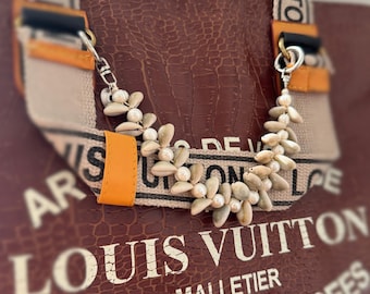 Cowrie Shell Bag Charm, Pearl Handbag Accessory, Coastal Purse Pendant, Beach Keychain