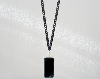 Chunky Black Crossbody Phone Chain Strap | Tech Accessories