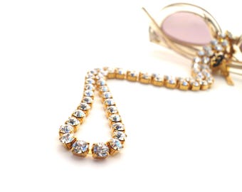 Gold Swarovski Crystal Eyewear Chain | Sterling Silver Rhinestone Necklace