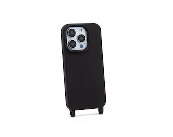 Custodia nera per iPhone con impugnature: custodia in silicone per cinturini di ricambio