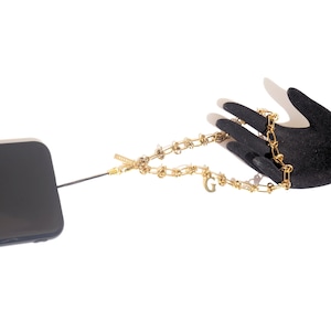 Custom Phone Charm Strap – Gold or Silver Stainless Steel Chain, Personalized Wrist Bracelet or Phone Chain, Luxury Gift for Her