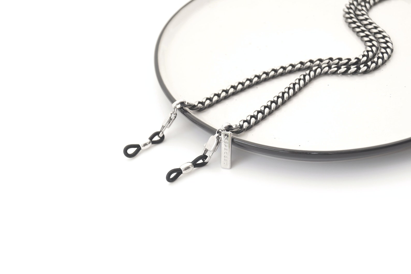 Chunky Men's Eyeglass Holder in Gunmetal Flat Curb Chain Etsy