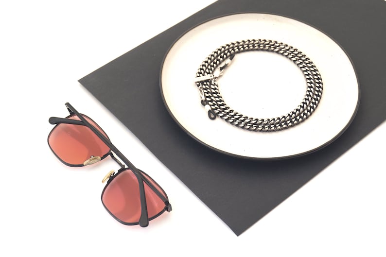 Chunky Men's Eyeglass Holder in Gunmetal Flat Curb Chain Etsy