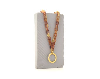 Tortoiseshell Chain Eyeglass Lanyard - Gold Ring Glasses Necklace