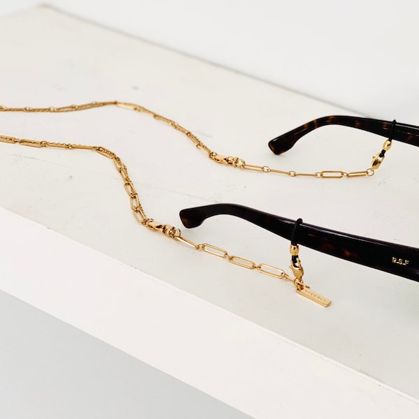 Double Strand Gold Eyewear Chain - Glasses Chain & Necklace in 18K Gold Stainless Steel | Unique Gift for Her