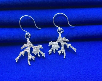 Coral branch earrings, Silver dangle earrings, Nature jewelry, Birthday gift, Romantic gift, Whimsical jewelry