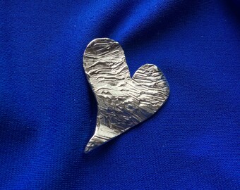 OOAK silver heart pendant, Modern heart charm, BFF gift, Gift for her, Girlfriend gift, Artisan jewelry, Romantic jewellery