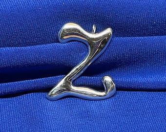 Silver letter Z pendant, Cursive letter Z monogram charm, Alphabet jewelry, Script initial Z pendant, Z jewellery, BFF gift, Unisex gift