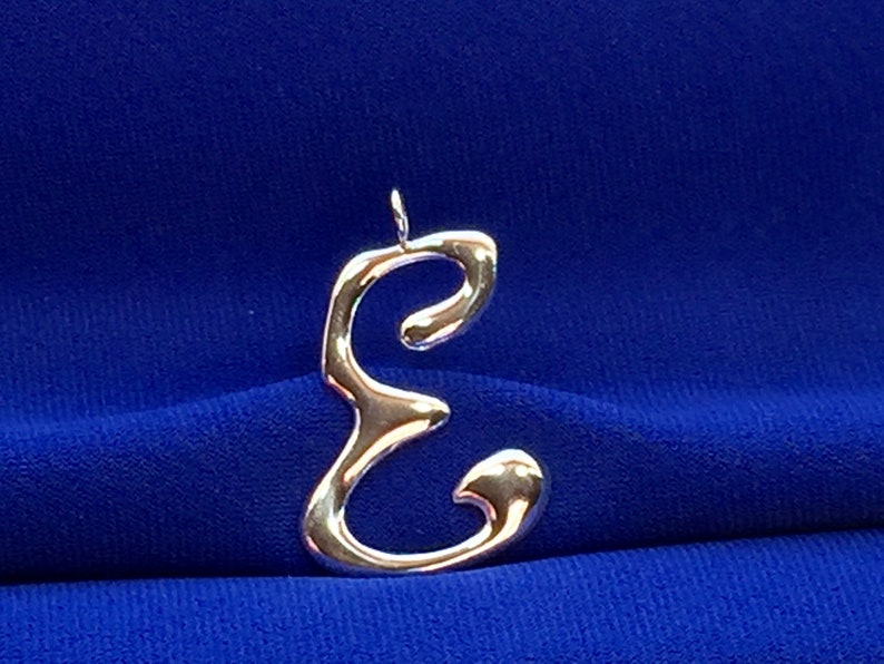 Initial E pendant silver, Cursive letter E monogram charm, Script letter E pendant, Letter E jewellery, Alphabet jewelry, BFF gifts image 1