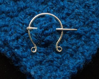 Simple penannular pin, Silver shawl brooch, Shawl pin, Cloak pin, Scottish brooch, Celtic jewellery, Medieval jewellery, Renaissance jewelry