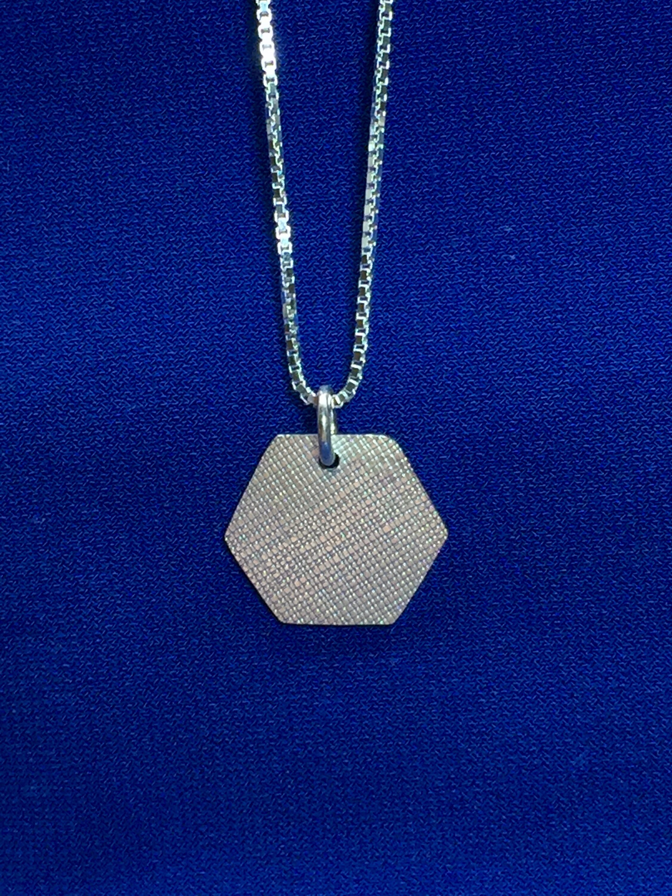 Hexagon charm necklace, Geometric necklace, Delicate chain necklace
