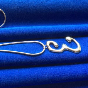 Initial E pendant silver, Cursive letter E monogram charm, Script letter E pendant, Letter E jewellery, Alphabet jewelry, BFF gifts image 5