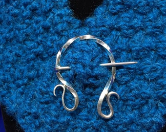 Silver shawl pin, Penannular brooch, Shawl brooch, Cloak pin, Scottish brooch, Celtic jewellery, Medieval jewellery, Renaissance jewellery