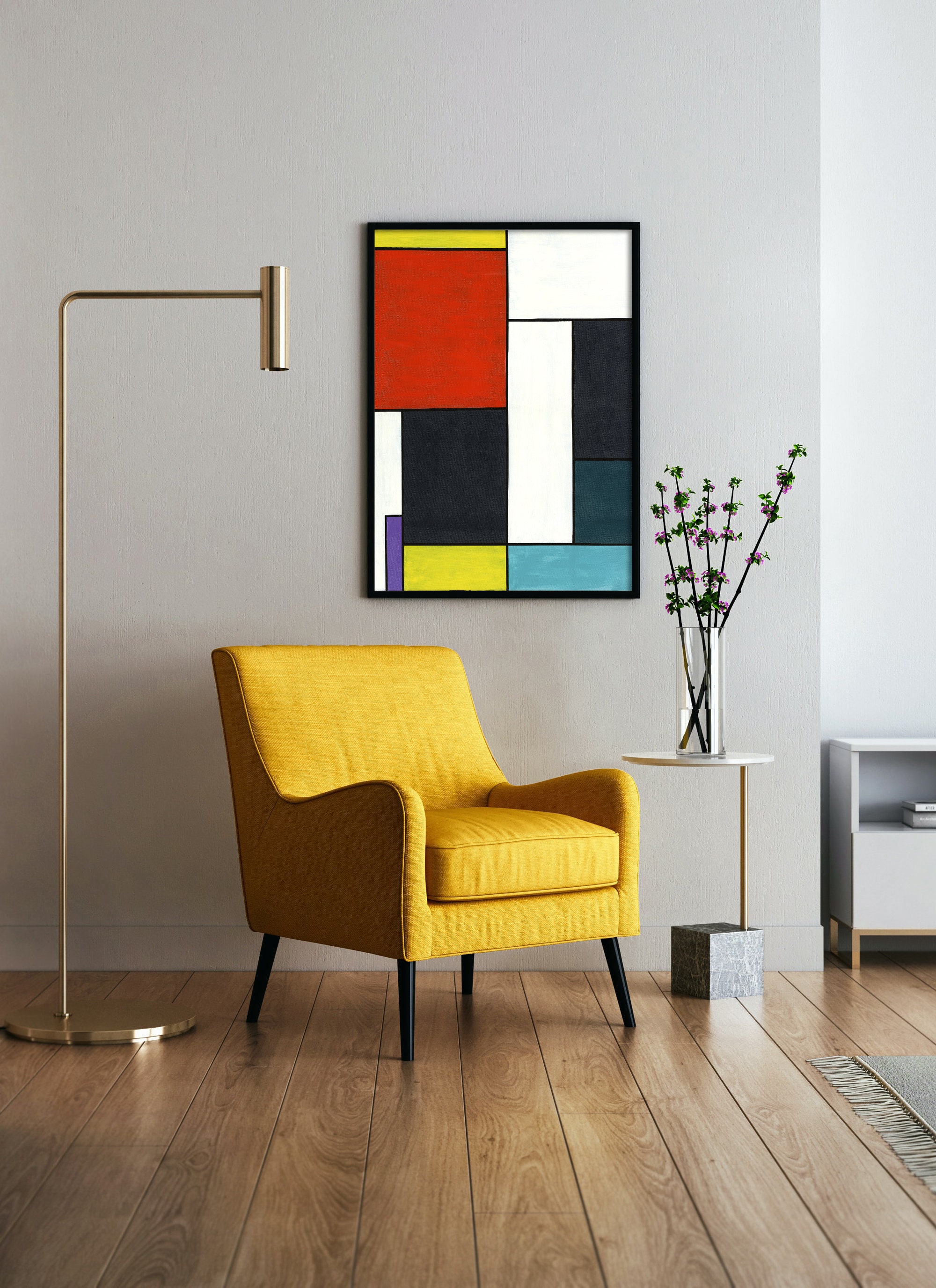 Classic TV Print Green Acres Neoplasticism Abstract Color Blocking