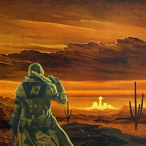 Fallout New Vegas: Lonesome Road. | Lone Wanderer | Courier Art Parody Print, Classic Sofa Painting Recycled Thrift Store Art