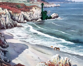 Planet of the Apes, Classic Movie Poster, Recycled Thrift Store Art, Parody Print