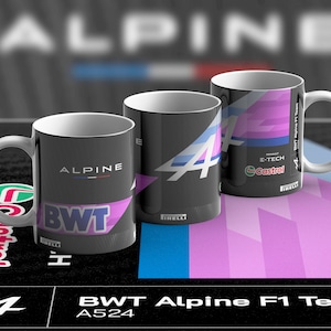 Tazza BWT Alpine F1 Team 2024 Design personalizzato in stile carbonio Formula Uno Formula 1