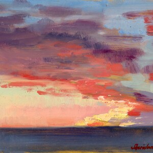 Pintura de puesta de sol al aire libre