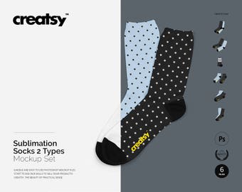 Download Sublimation Socks 2 Types Mockup Set Free Psd Mockup Template Premium