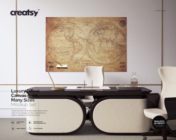 Luxury Office Canvas Print Many Sizes Mockup Set Canvas